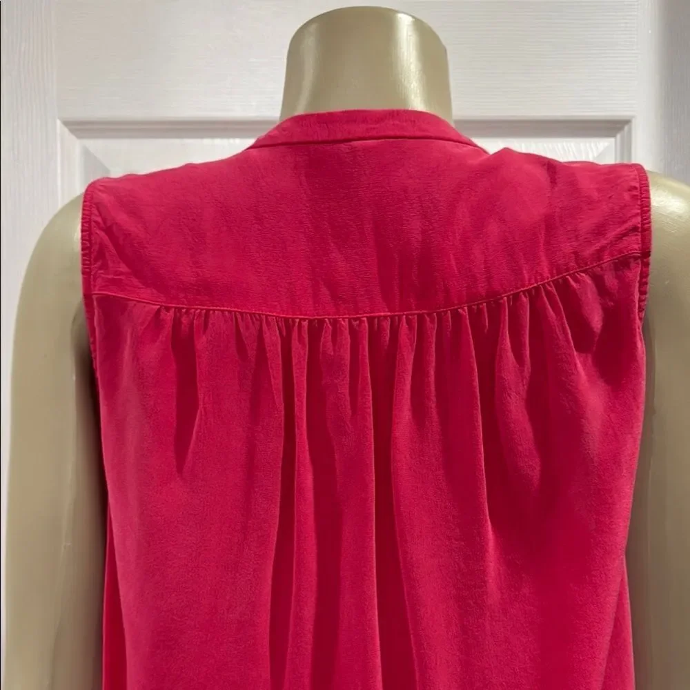 JOIE CARIDAD SPLIT NECK SILK TOP. LIPSTICK RED.